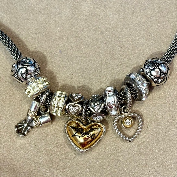 Brighton Clink Charm Two champagne glasses toast! Silver & crystals Good used - Picture 5 of 5